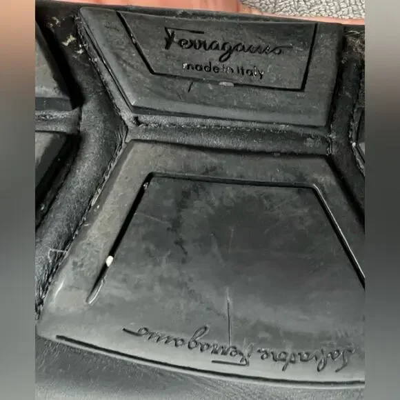 Salvatore Ferragamo Sardegna Driver Loafers Men Black Leather Shoes Size 13 D - Picture 11 of 11